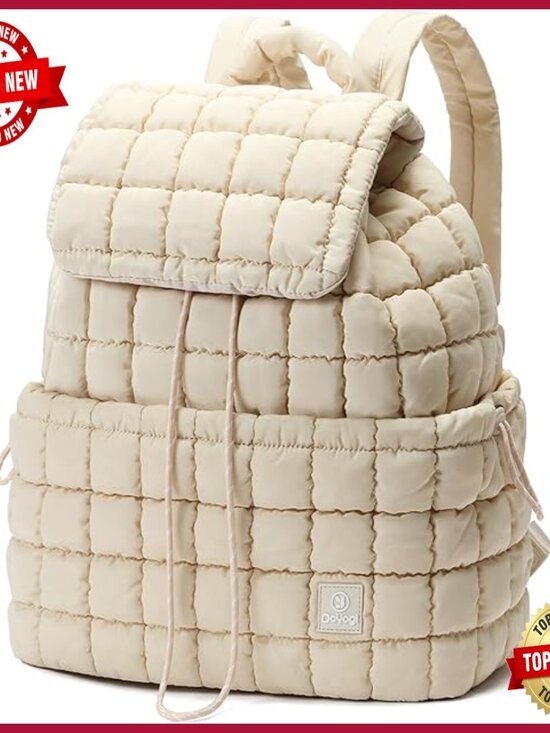 Quilted Puff Backpack Set with Wristlet, Travel-Ready main image 7